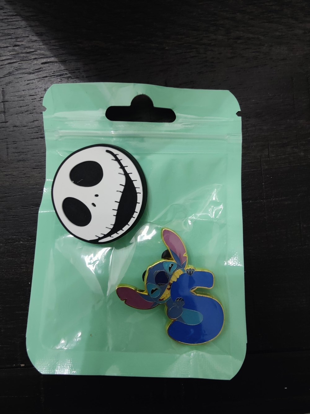 NWOT Disney Stitch & Jack Skellington Enamel Pin Duo in Blue, Pink, White, Black